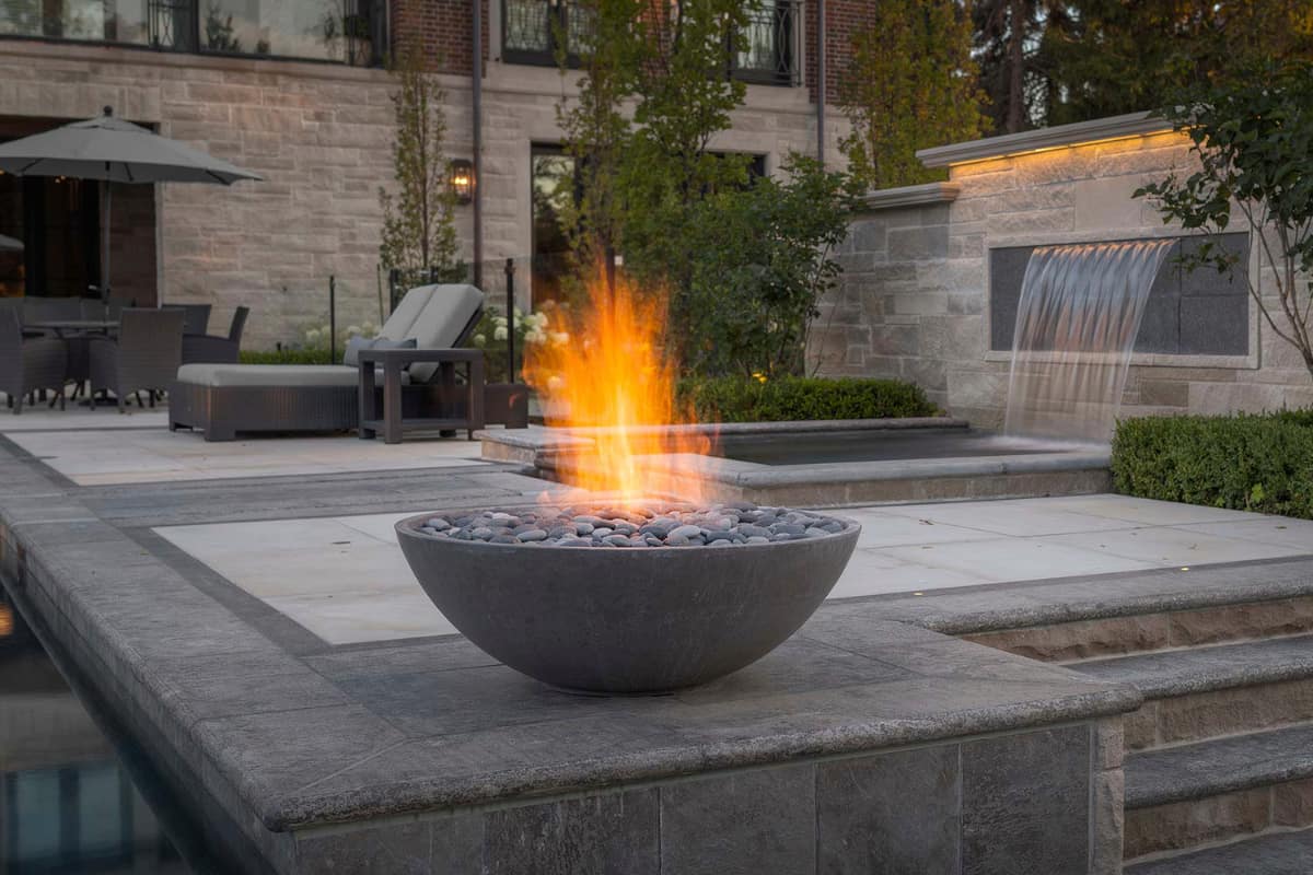 Stone Propane Outdoor Tabletop Fireplace