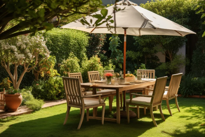 Backyard Umbrella Ideas - Outdoor Dining Area