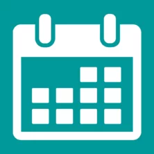 White calendar icon on a dark teal square