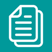 White documents icon on a dark teal square