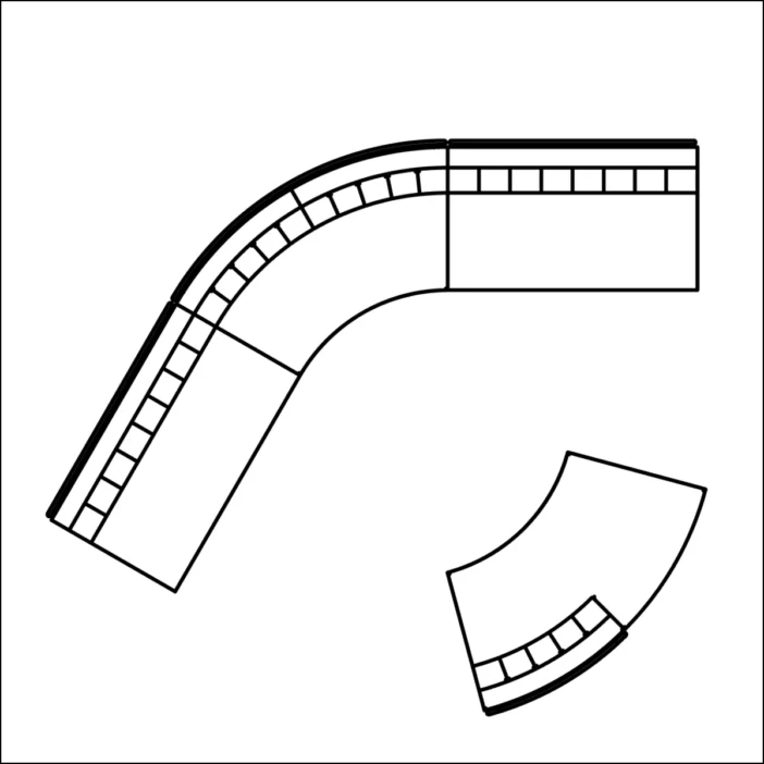 Line diagram of a custom patio sectional sofa layout