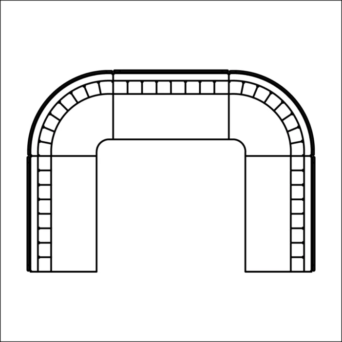 Line diagram of U-shaped patio sectional sofa